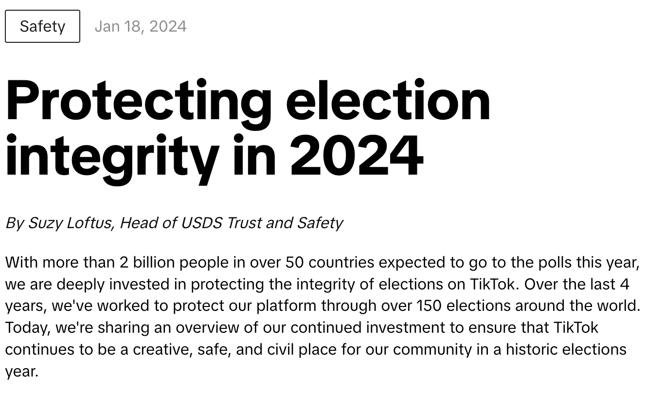 TikTok Election Integrity