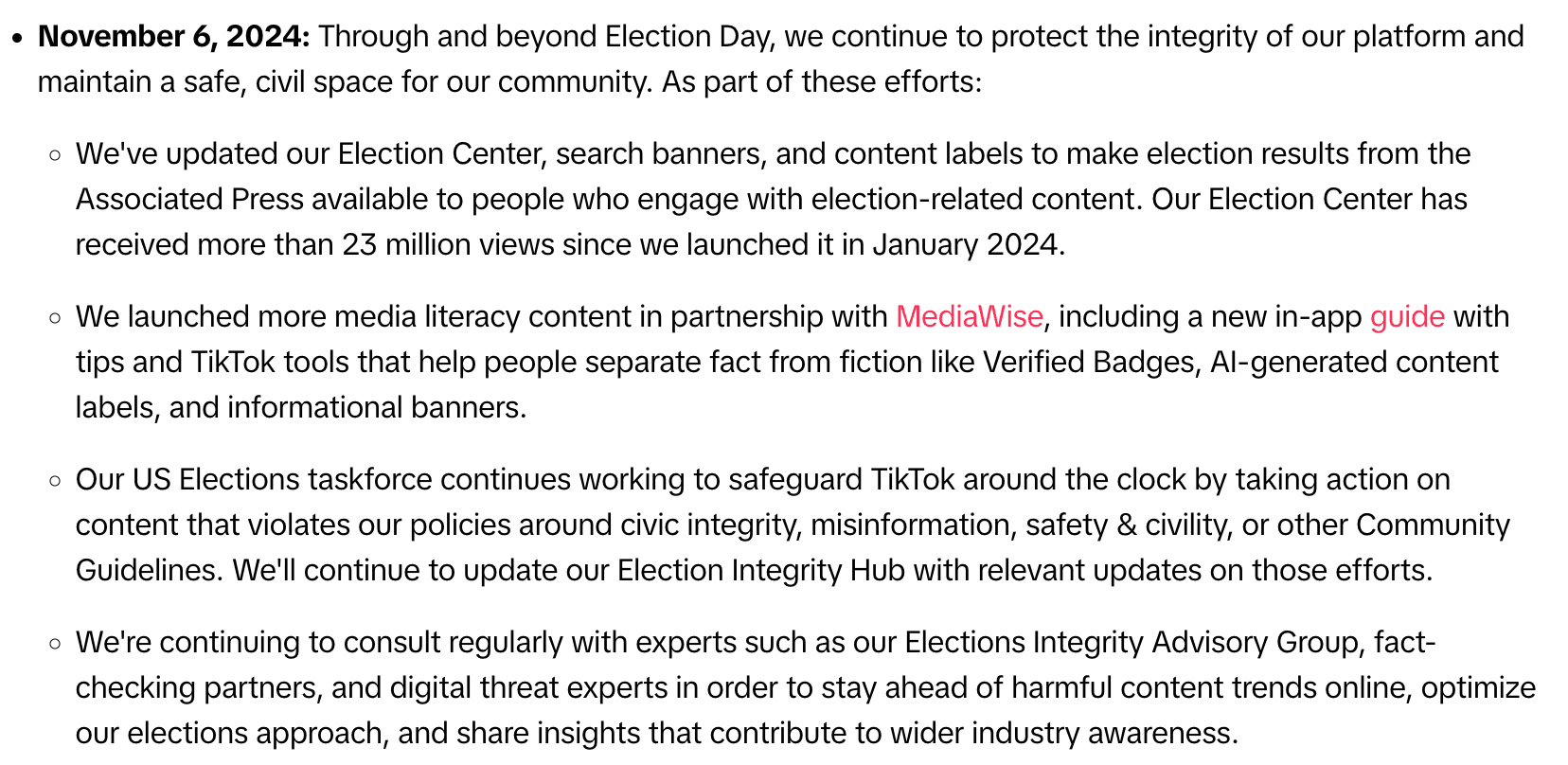 TikTok Election Hub